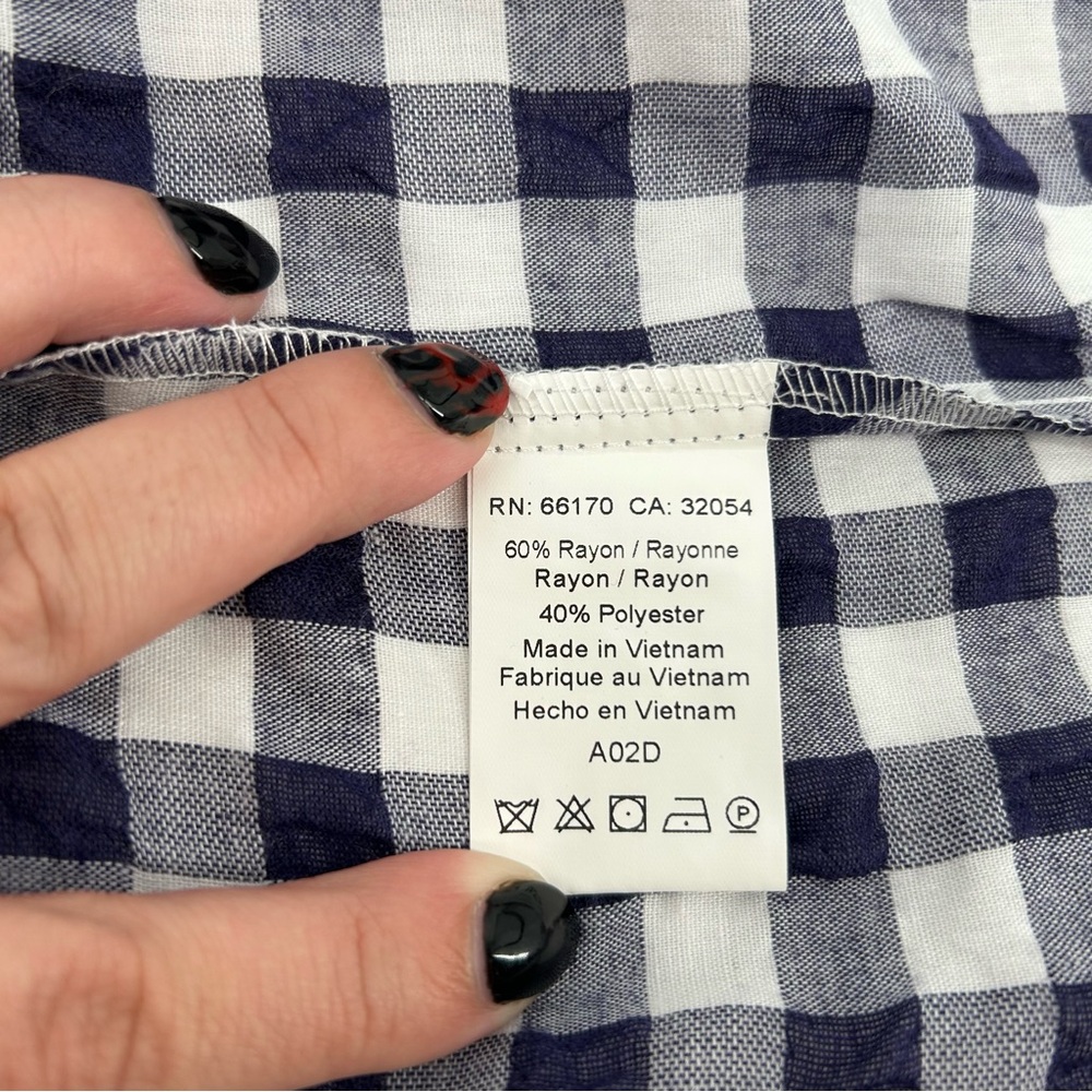 NWT Anthropologie 11-1-TYLHO Navy Blue Gingham Swing Mini Dress Size Extra Small - Picture 10 of 11